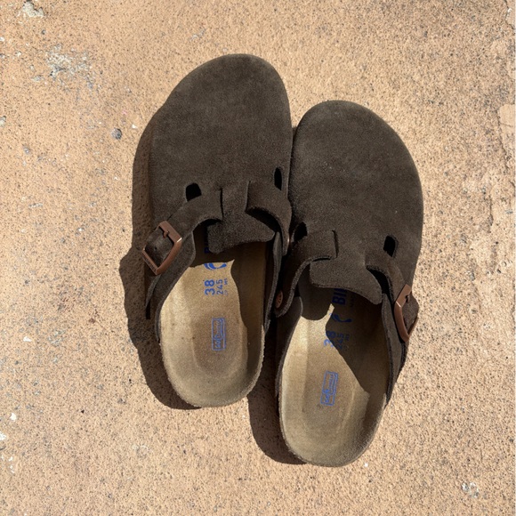 Birkenstock Shoes - Birkenstock Boston Suede Leather Soft Footbed Clog Mocha Unisex Adults Shoes